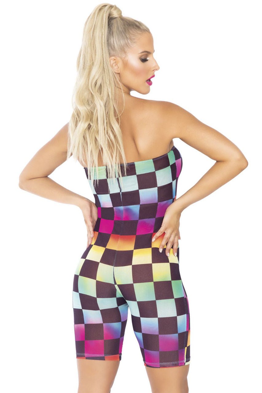 Rainbow Checkerboard Strapless Romper - Image 2