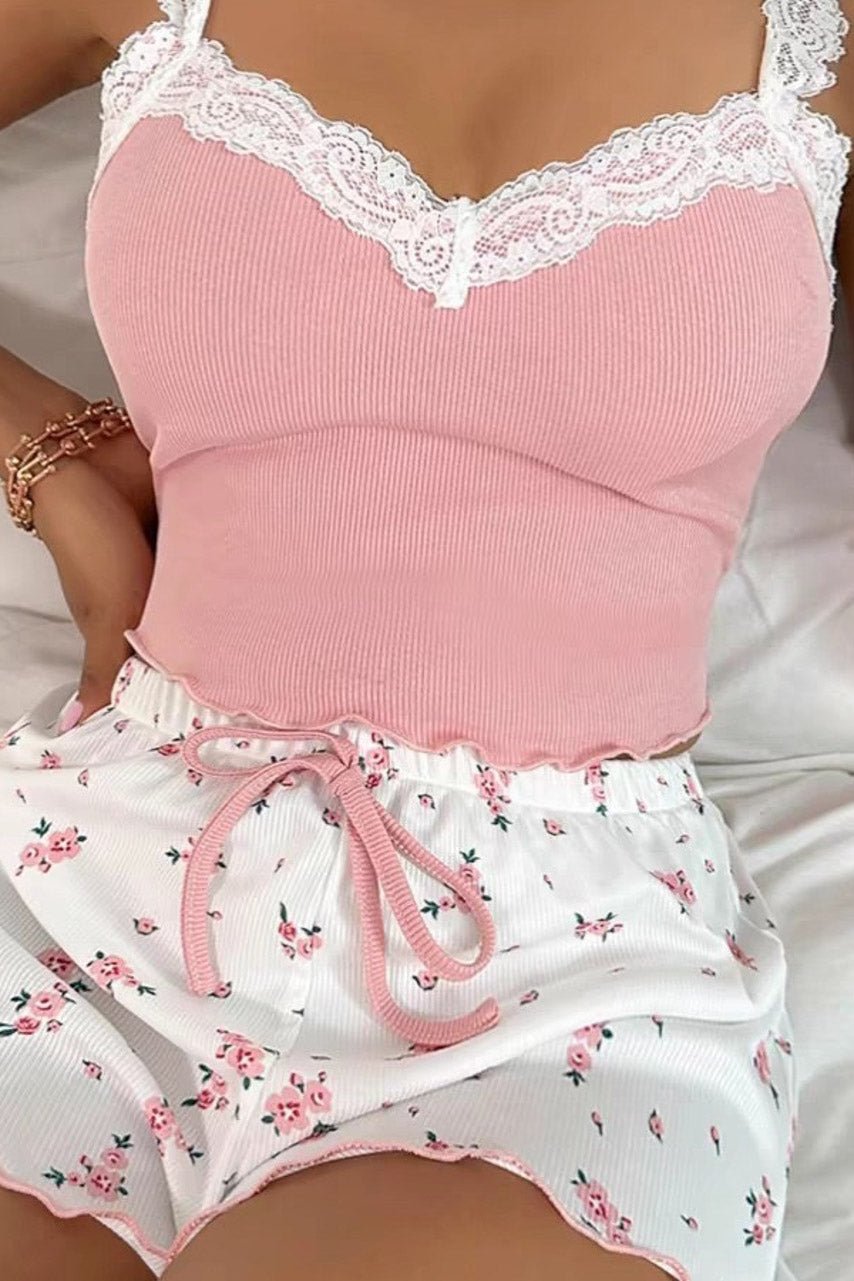 Floral Ribbed Sleep Set - Image 4
