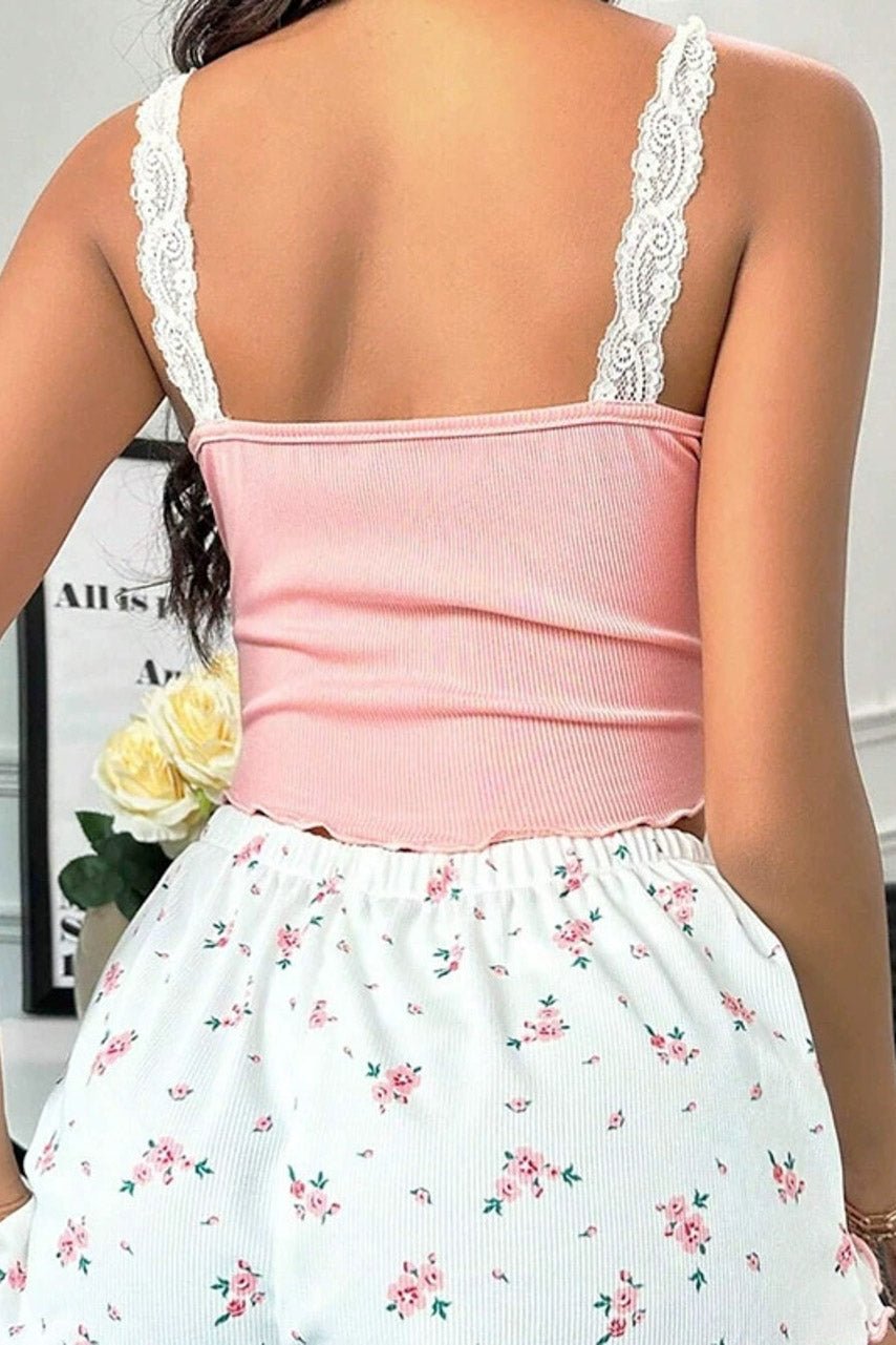 Floral Ribbed Sleep Set - Image 5
