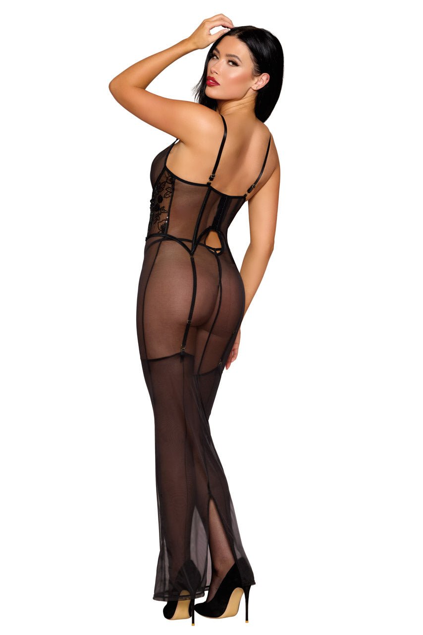 Mesh Gown with Built-In Corset - Image 2