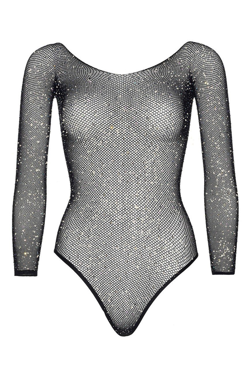 Rhinestone Fishnet Bodysuit - Image 4