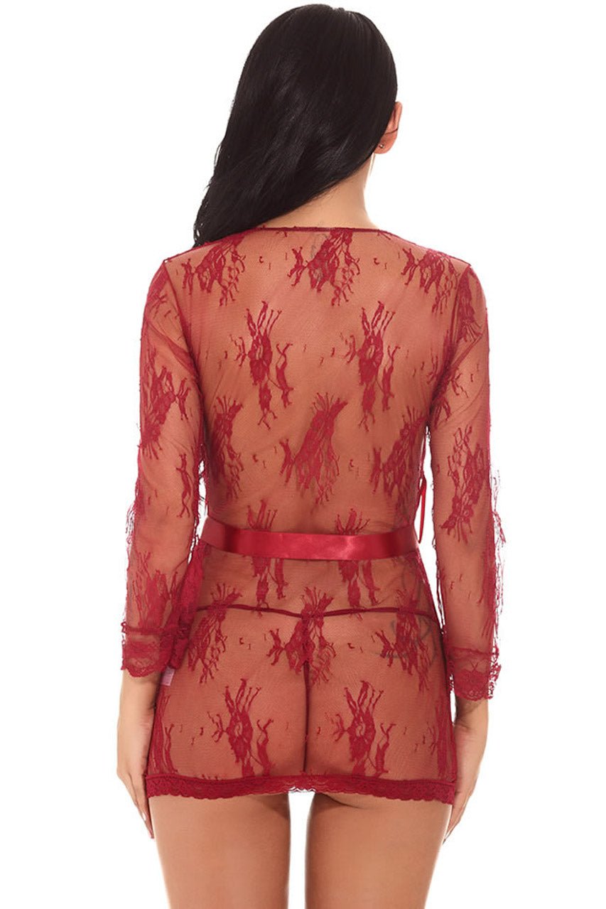 Delicate Lace Short Robe - Image 2