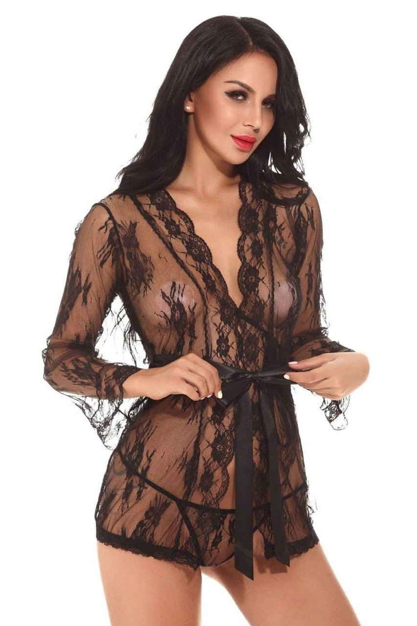 Delicate Lace Short Robe - Image 8